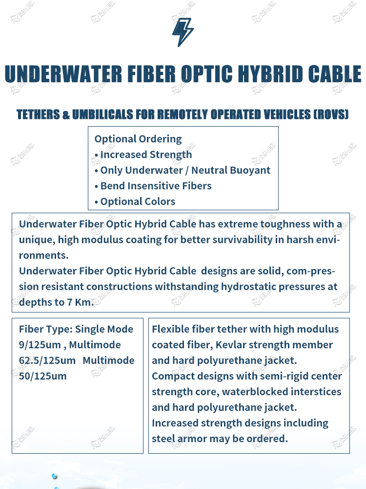 Underwater Fiber Optic Hybrid Cable 