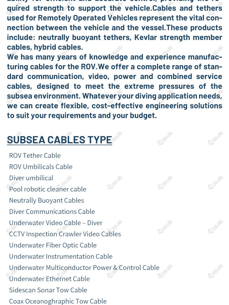 Underwater Fiber Optic Hybrid Cable 