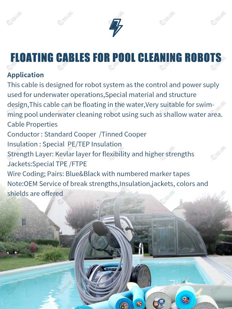 Floating cables for pool cleaning robots