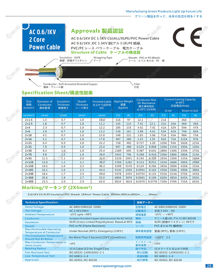 POWER CABLE FOR SOLAR