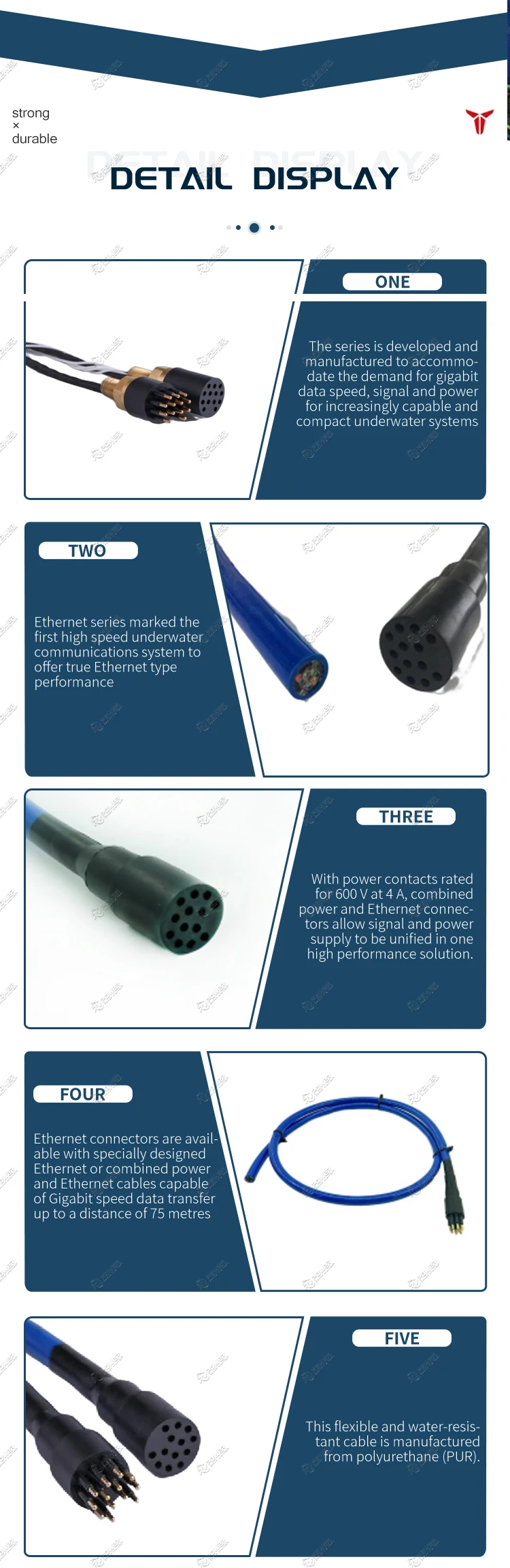 DBH8F 8-Pin Subsea Ethernet Connector — Bulkhead Female, 300 Bar, Gigabit Ethern
